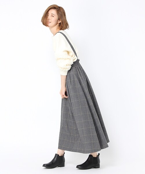 studio CLIP(スタディオクリップ)の「レーヨン混起毛チェックサス付きスカート(スカート・チドリ/グレンチェック)」の2枚目の写真
