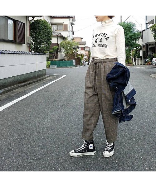 Handmade(ハンドメイド)の「サルエル風チェックパンツ(その他パンツ・レディース・その他)」の1枚目の写真