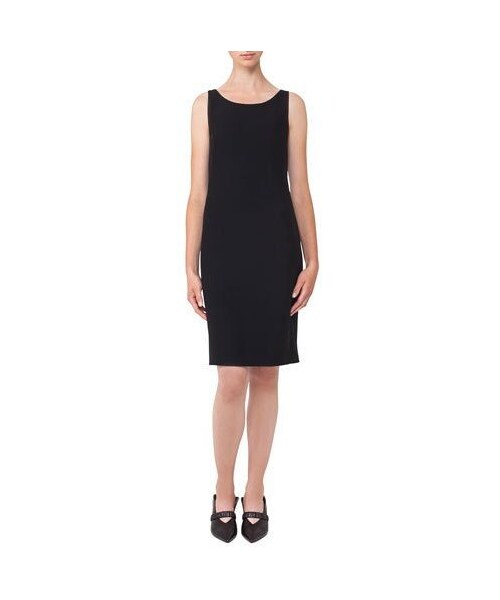 「Akris Round-Neck Sleeveless Crepe Sheath Dress」