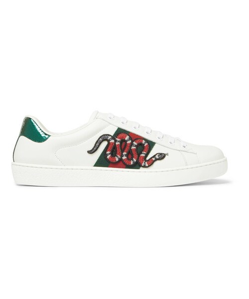 GUCCI(グッチ)の「Gucci Ace Embroidered Ayers And Canvas-Trimmed Leather Sneakers(スニーカー・メンズ・White・UK5/UK6/UK9.5/UK8.5)」の2枚目の写真