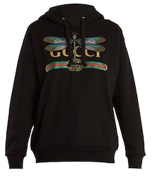 GUCCI | GUCCI Dragonfly and logo-print cotton hooded sweatshirt(スウェット)