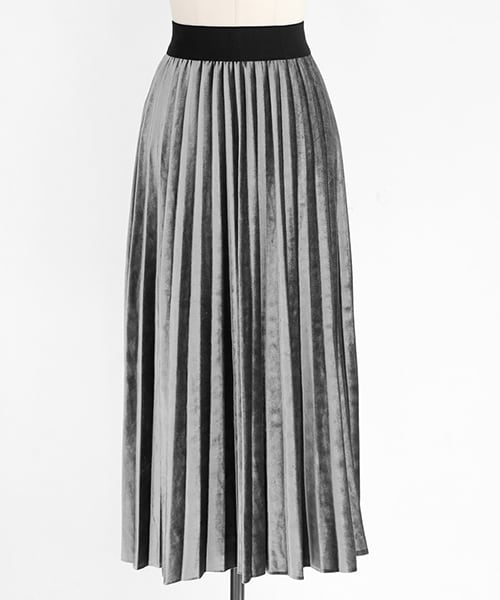 DHOLIC（ディーホリック）の「ウエストストレッチベロアプリーツスカート（スカート・レディース・ブラウン/グリーン/ブラック/グレー・FREE）」の3枚目の写真