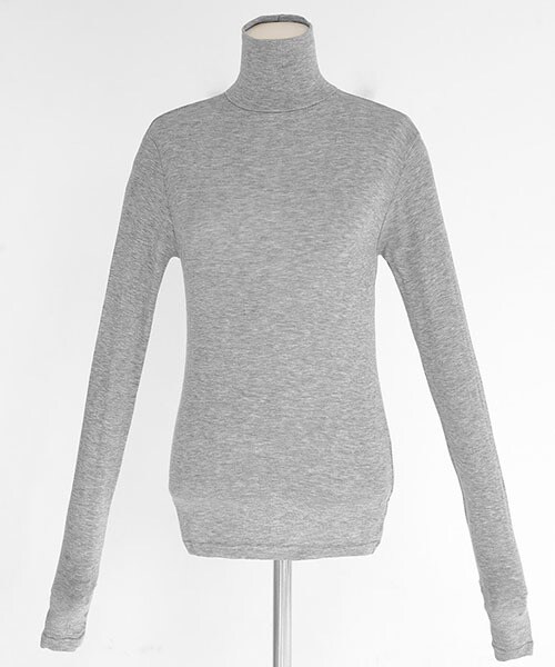 DHOLIC(ディーホリック)の「5COLORSスリムフィットハイネックTシャツ(Tシャツ/カットソー・レディース・ブルー/グレー/ブラック/ホワイト/レッド・FREE)」の4枚目の写真