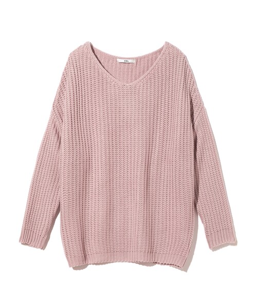 GRL（グレイル）の「オーバーサイズニットチュニック（ニット/セーター・レディース・ブラック/ネイビー/ピンク/グリーン/グレー/ボルドー/ラベンダー/ベージュ/カーキ/オフホワイト/マスタード/ミックス/ピンクベージュ/モカ/ブラウン・F）」の12枚目の写真