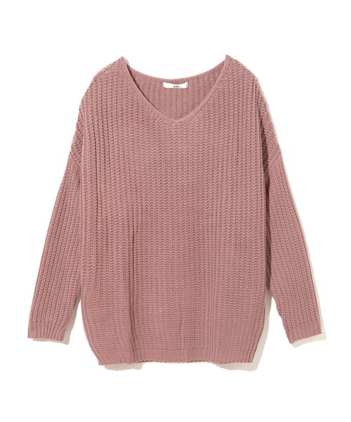 GRL（グレイル）の「オーバーサイズニットチュニック（ニット/セーター・レディース・ブラック/ネイビー/ピンク/グリーン/グレー/ボルドー/ラベンダー/ベージュ/カーキ/オフホワイト/マスタード/ミックス/ピンクベージュ/モカ/ブラウン・F）」の13枚目の写真