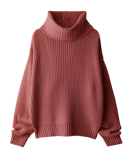 GRL（グレイル）の「タートルニットトップス（ニット/セーター・レディース・ブラウン/濃いピンク/グレー/マスタード/レンガ/ブラック/レッド/ピンク/グリーン/ネイビー/ボルドー/アイボリー/ラベンダー/ベージュ/モカ/ダークレッド/ワイン・F/Ｆ）」の6枚目の写真