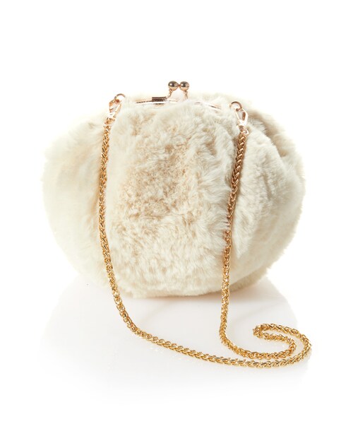 GRL（グレイル）の「がま口エコファーポシェットバッグ（ショルダーバッグ・レディース・ブルー/ブラック/グレー/アイボリー/ピンク/キャメル・F）」の2枚目の写真