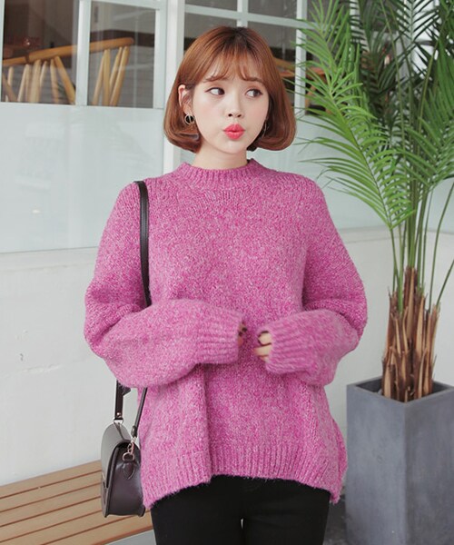 DHOLIC(ディーホリック)の「ドロップショルダーニットプルオーバー(ニット/セーター・レディース・イエロー/ピンク/ベージュ/ブルー/オレンジ・FREE)」の4枚目の写真