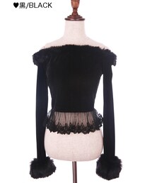 Bobon21 | スウィートベロアファートップス-全３色-(Tシャツ/カットソー)