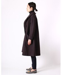 隆*様 45r コットンシェットランド　テントカウチン 45rpm ロングコート 美品】45R コットンシェットランドのテントカウチン ニット ネイビー