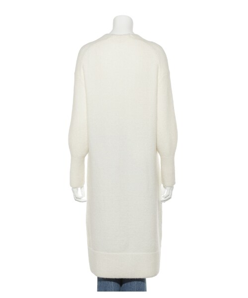 クルチアーニ　イタリア製　ホワイトモヘアニットロングカーディガン　白 クルチアーニ イタリア製 ホワイトモヘアニットロングカー