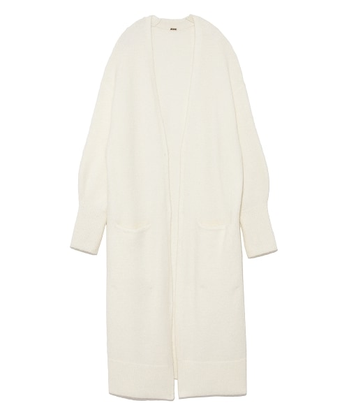 homspun モヘア混ロングカーディガン（オフホワイト） Mila Owen（ミラオーウェン）の「モヘア混ニットロングカーディガン