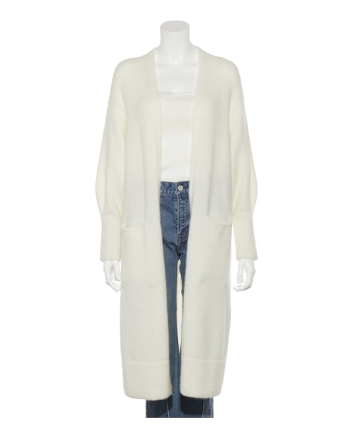 homspun モヘア混ロングカーディガン（オフホワイト） Mila Owen（ミラオーウェン）の「モヘア混ニットロングカーディガン