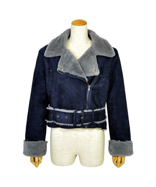 flower（フラワー）の「cloudy mouton coat ～ｸﾗｳﾃﾞｨﾑｰﾄﾝｺｰﾄ（ムートンコート・レディース・brown/blue・FREE）」の2枚目の写真