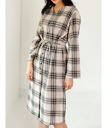 KORMARCH | ストラップSETスリットチェックロングワンピース(ワンピース)