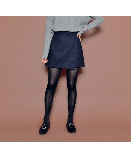 HOTPING（ホッピン）の「ラップテイストAラインミニスカート（スカート・レディース・ブラウン/ネイビー/ブラック・S/M/L/XL/XXL）」の3枚目の写真