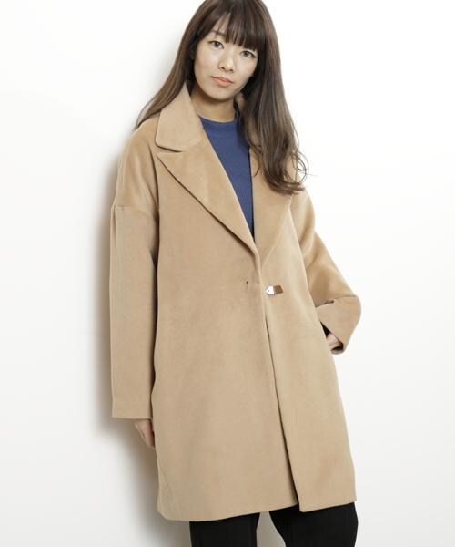 RAY CASSIN（レイカズン）の「バックルオーバーサイズコート（ジャケット/アウター・レディース・ネイビー/キャメル/杢グレー・FREE）」の3枚目の写真