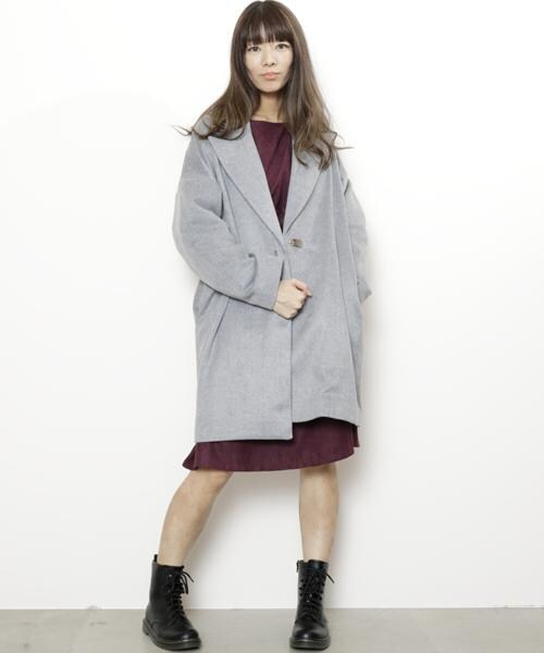 RAY CASSIN（レイカズン）の「バックルオーバーサイズコート（ジャケット/アウター・レディース・ネイビー/キャメル/杢グレー・FREE）」の10枚目の写真