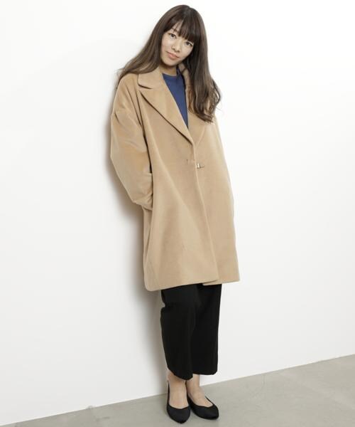 RAY CASSIN（レイカズン）の「バックルオーバーサイズコート（ジャケット/アウター・レディース・ネイビー/キャメル/杢グレー・FREE）」の12枚目の写真