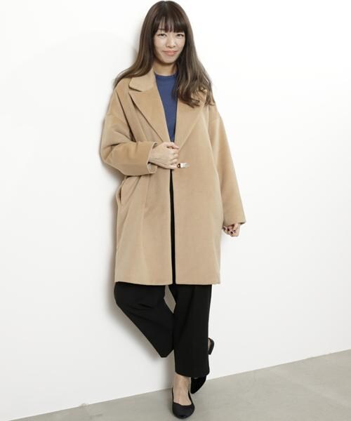 RAY CASSIN（レイカズン）の「バックルオーバーサイズコート（ジャケット/アウター・レディース・ネイビー/キャメル/杢グレー・FREE）」の11枚目の写真