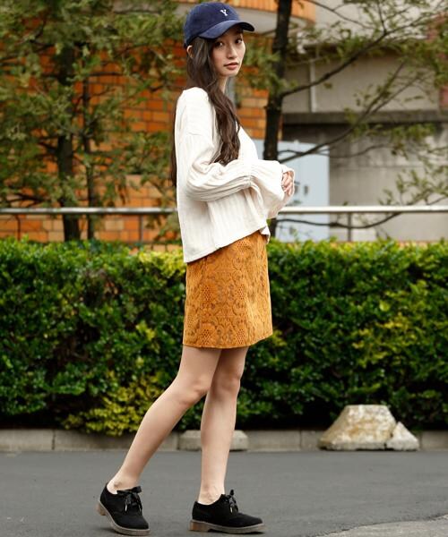 RAY CASSIN（レイカズン）の「スウェード調レースミニスカート（スカート・レディース・ブラック/ネイビー/キャメル・FREE）」の10枚目の写真