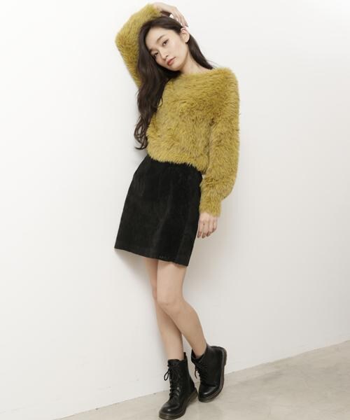 RAY CASSIN（レイカズン）の「スウェード調レースミニスカート（スカート・レディース・ブラック/ネイビー/キャメル・FREE）」の12枚目の写真