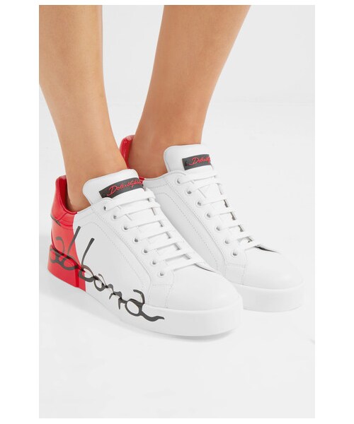 DOLCE&GABBANA(ドルチェアンドガッバーナ)の「Dolce & Gabbana - Painted Matte And Patent-leather Sneakers - White(スニーカー・レディース・White・IT37/IT39/IT38.5/IT36/IT40/IT39.5/IT37.5/IT35/IT38/IT36.5/IT41/IT35.5)」の4枚目の写真