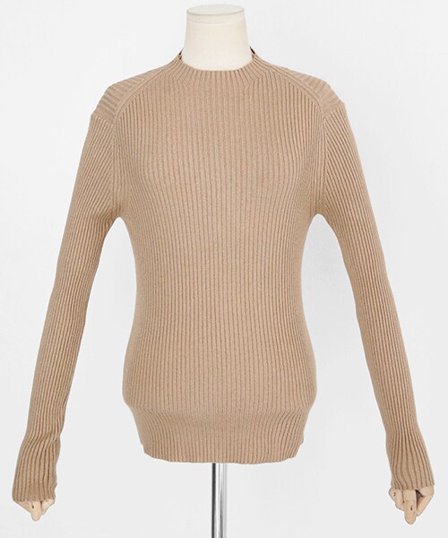 DHOLIC（ディーホリック）の「スリムフィットモックネックニットプルオーバー（ニット/セーター・レディース・ピンク/ホワイト/ベージュ/ブラック・FREE）」の4枚目の写真