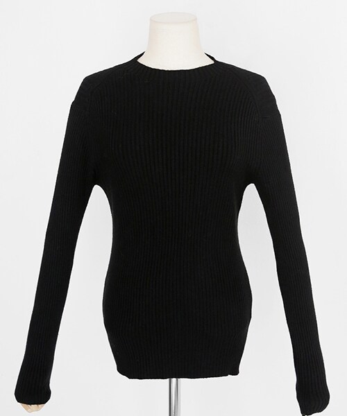 DHOLIC（ディーホリック）の「スリムフィットモックネックニットプルオーバー（ニット/セーター・レディース・ピンク/ホワイト/ベージュ/ブラック・FREE）」の3枚目の写真