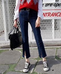 DHOLIC | フロントスリットブーツカットデニムパンツ(その他パンツ)