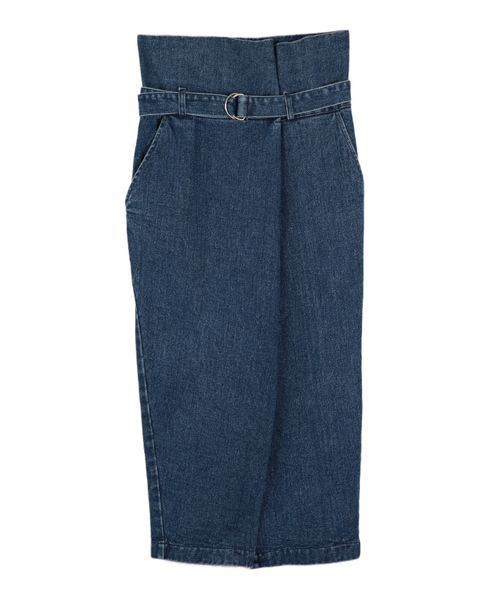 DINT（ディント）の「スリットデニムラップスカート（ベルトset）（デニムスカート・レディース・Blue/Black・one(44~66size)）」の3枚目の写真