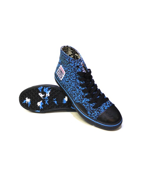 Vision Street Wear ヴィジョンストリートウェア の アウトレット Vision Street Wear Canvas Hi Blue Black Stipple Print スニーカー Wear