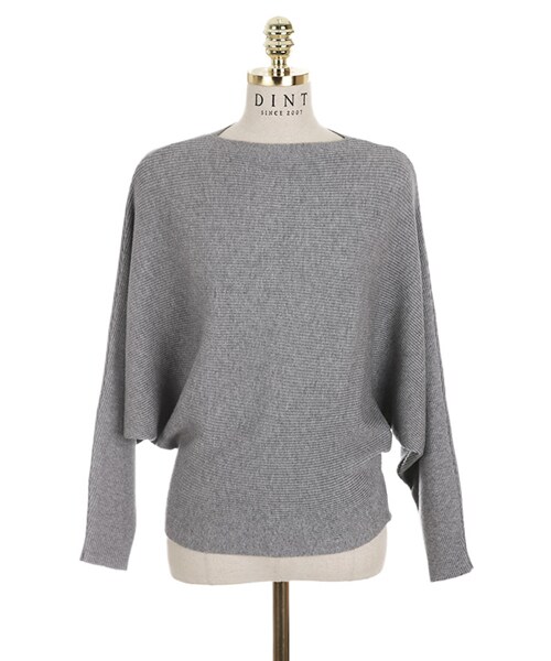 DINT（ディント）の「バットウィングスリーブニットトップ（ニット/セーター・レディース・Black/Grey・one(44~66size)）」の2枚目の写真