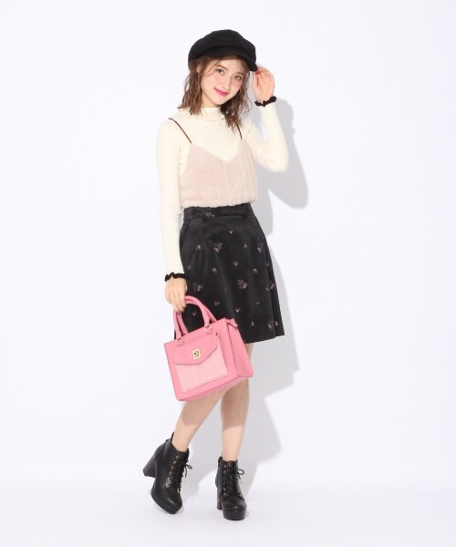 Heather(ヘザー)の「エコファーキャミ(トップス・ブラック/ピンク系)」の3枚目の写真