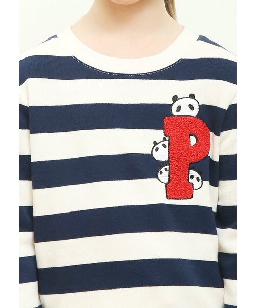 Design Tshirts Store graniph(デザイン ティーシャツ ストア グラニフ)の「ロング スリーブ スウェット B (P ロゴ パンダ)(その他・キッズ・ナチュラル・90/100/110/120/130)」の2枚目の写真