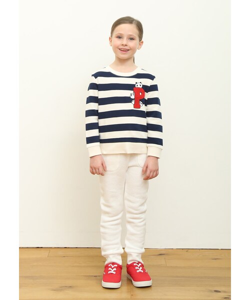 Design Tshirts Store graniph(デザイン ティーシャツ ストア グラニフ)の「ロング スリーブ スウェット B (P ロゴ パンダ)(その他・キッズ・ナチュラル・90/100/110/120/130)」の8枚目の写真