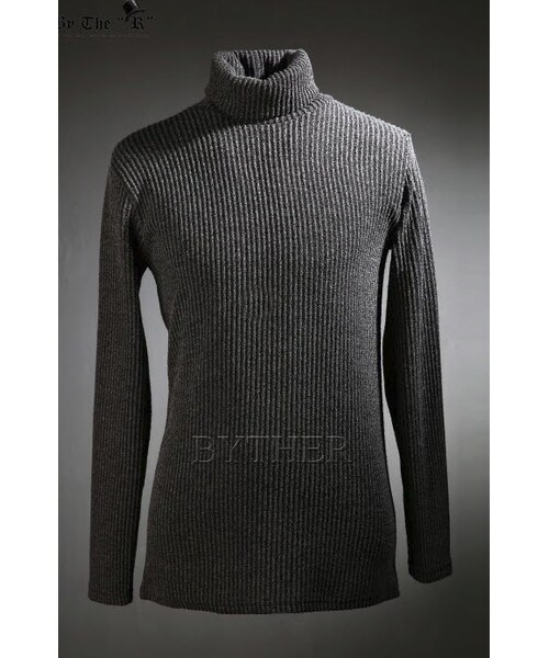 ByTheR（バイザアール）の「起毛タートルネックリブニット（ニット/セーター・メンズ・ベージュ/ブラック/グレー/グリーン/ホワイト・M/L）」の4枚目の写真