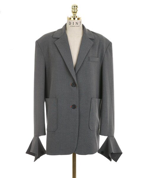 DINT（ディント）の「ユーロカットルーズフィットジャケット（テーラードジャケット・レディース・Black/Grey・one(44~66size)）」の3枚目の写真
