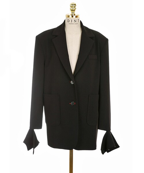 DINT（ディント）の「ユーロカットルーズフィットジャケット（テーラードジャケット・レディース・Black/Grey・one(44~66size)）」の2枚目の写真