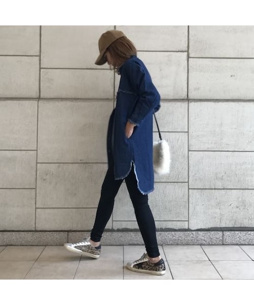 copine（コピン）の「ヴィンテージ加工ノーカラーカットオフロングデニムコート（2color）（デニムジャケット・レディース・その他）」の4枚目の写真