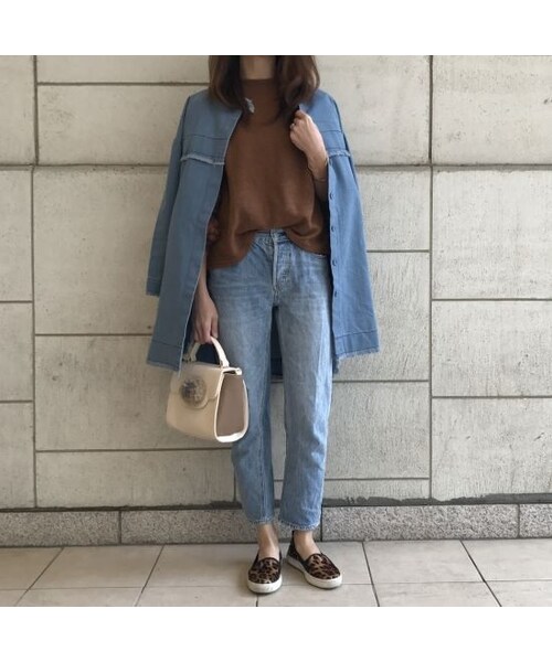 copine（コピン）の「ヴィンテージ加工ノーカラーカットオフロングデニムコート（2color）（デニムジャケット・レディース・その他）」の8枚目の写真