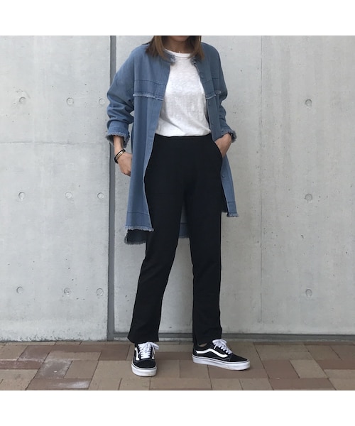 copine（コピン）の「ヴィンテージ加工ノーカラーカットオフロングデニムコート（2color）（デニムジャケット・レディース・その他）」の6枚目の写真