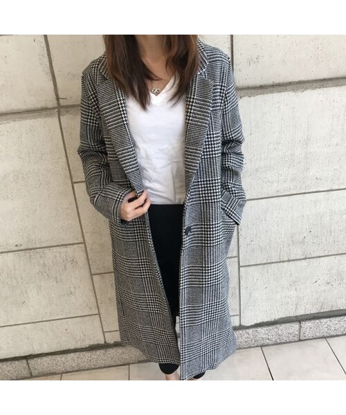 copine(コピン)の「再入荷なし早い者勝ち!大人可愛い!!ツイードグレンチェックチェスターコート(チェスターコート・レディース・その他)」の13枚目の写真