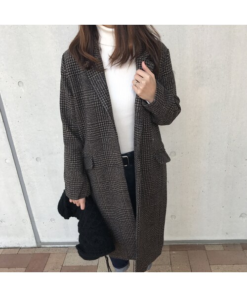 copine(コピン)の「再入荷なし早い者勝ち!大人可愛い!!ツイードグレンチェックチェスターコート(チェスターコート・レディース・その他)」の3枚目の写真