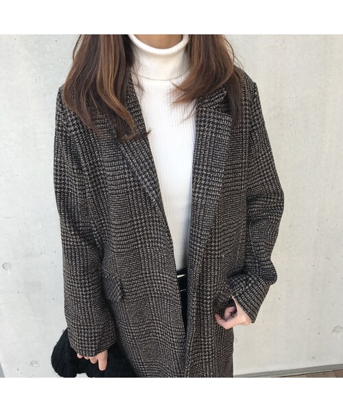 copine(コピン)の「再入荷なし早い者勝ち!大人可愛い!!ツイードグレンチェックチェスターコート(チェスターコート・レディース・その他)」の14枚目の写真