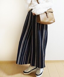 Tiffee SELECT | 起毛素材マルチストライプワイドパンツ(その他パンツ)