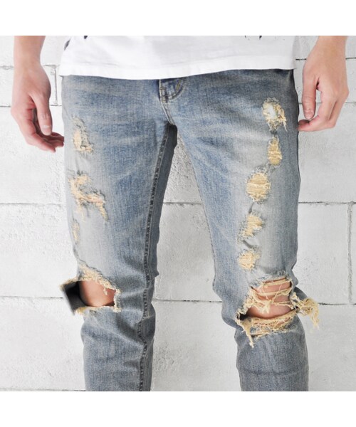 STYLISE（スタイライズ）の「デストロイデニム / MODEL.1 [STS-DESTROY-1-PNT]（デニムパンツ・メンズ・ブルー・S（28inc）/M（30inc）/L（32inc）/XL（34inc））」の7枚目の写真