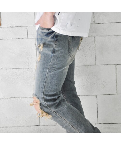 STYLISE（スタイライズ）の「デストロイデニム / MODEL.1 [STS-DESTROY-1-PNT]（デニムパンツ・メンズ・ブルー・S（28inc）/M（30inc）/L（32inc）/XL（34inc））」の10枚目の写真