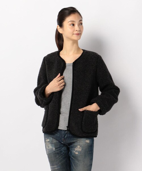 COLD BREAKER（コールドブレーカー）の「ノーカラーボアブルゾン/COLD BREAKER(コールド ブレーカー)（ジャケット/アウター・BLACK/MOCCA/CREAM・3XS）」の11枚目の写真