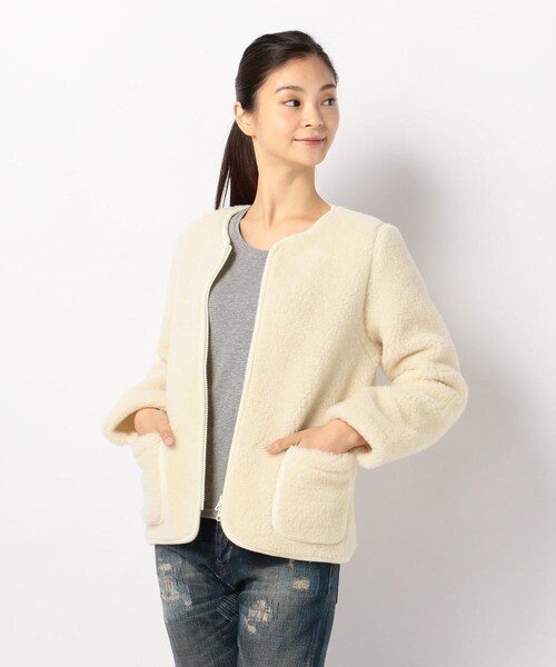 COLD BREAKER（コールドブレーカー）の「ノーカラーボアブルゾン/COLD BREAKER(コールド ブレーカー)（ジャケット/アウター・BLACK/MOCCA/CREAM・3XS）」の13枚目の写真